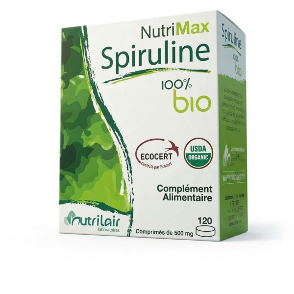 NutriMax Spiruline 100% Bio – 120 Comprimés de 500 mg